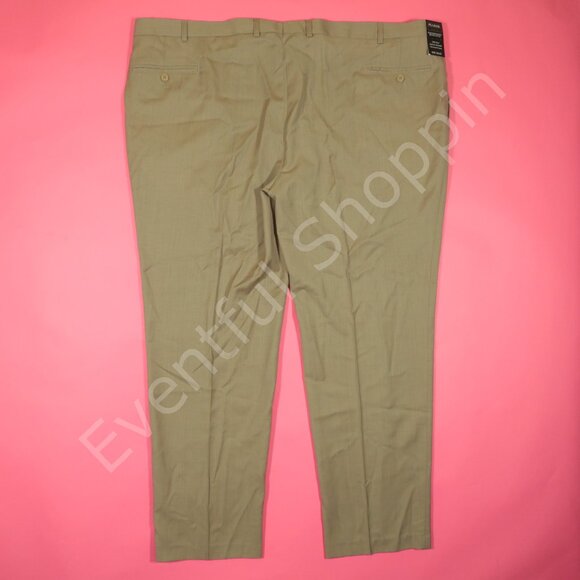 Jos A Bank Dress Pants Mens 50 Tan Wasahable Wool Traveler Flat Front New - Picture 3 of 6